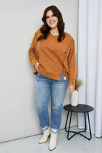 Load image into Gallery viewer, Sew In Love Full Size Exposed Seam Slit Sweatshirt
