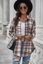 Load image into Gallery viewer, Plaid Curved Hem Dropped Shoulder Longline Shirt Jacket

