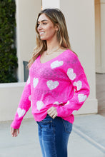 Load image into Gallery viewer, ADORA Heart Print V-Neck Knit Pullover
