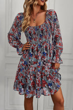 Load image into Gallery viewer, Floral Long Flounce Sleeve Square Neck Dress
