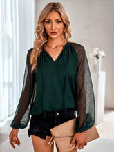 Load image into Gallery viewer, Frill Trim Tie Neck Raglan Sleeve Blouse
