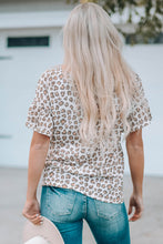 Load image into Gallery viewer, Leopard Buttoned Short Flounce Sleeve T-Shirt
