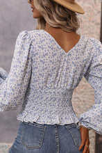 Load image into Gallery viewer, Floral V-Neck Smocked Balloon Sleeve Blouse
