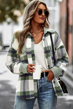 Load image into Gallery viewer, Plaid Brushed Button-Up Shirt Jacket

