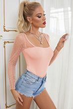 Load image into Gallery viewer, Polka Dot Mesh Patch Sleeve Bodysuit
