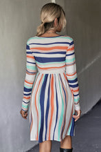 Load image into Gallery viewer, Striped Round Neck Long Sleeve Tee Dress
