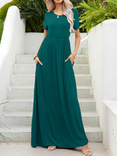 Load image into Gallery viewer, Round Neck Short Sleeve Maxi Dress with Pockets
