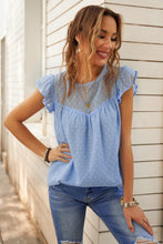 Load image into Gallery viewer, Swiss Dot Flutter Sleeve Round Neck Top
