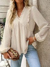 Load image into Gallery viewer, Swiss Dot Frill Trim V-Neck Bodydoll Top
