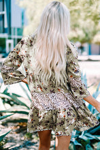 Load image into Gallery viewer, Floral Leopard Bell Sleeve Dress
