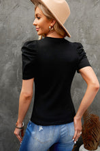 Load image into Gallery viewer, Ribbed Puff Sleeve Knit Top
