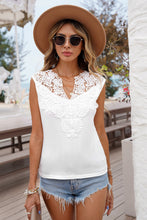 Load image into Gallery viewer, Split Neck Crochet Patchwork Tank Top
