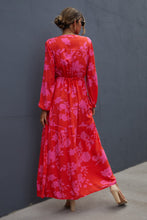 Load image into Gallery viewer, Floral Drawstring Waist Long Sleeve Dress
