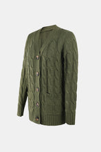Load image into Gallery viewer, Cable-Knit Button Down V-Neck Cardigan
