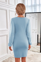 Load image into Gallery viewer, Contrast Mesh Sleeve Wrap Front Dress
