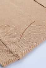 Load image into Gallery viewer, Waffle-Knit Drawstring Hoodie with Kangaroo Pocket
