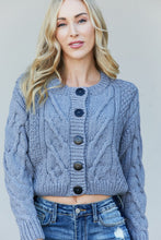 Load image into Gallery viewer, Zenana Cable-Knit Button Front Cropped Cardigan
