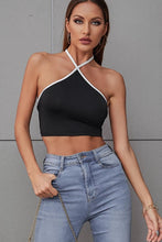 Load image into Gallery viewer, DIBS 1054 Contrast Trim Halter Neck Crop Top
