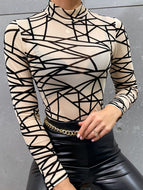 Geometric Mock Neck Top