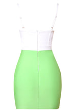 Load image into Gallery viewer, Two-Tone Rhinestone Detail Spaghetti Strap Bandage Dress
