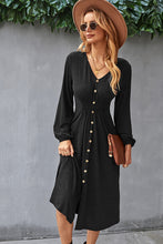 Load image into Gallery viewer, Decorative Buttons V-Neck Elastic Waist Knitted Dress
