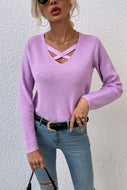 Crisscross V-Neck Knit Top