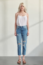Load image into Gallery viewer, Muselooks Distressed High-Rise Raw Hem Cropped Jeans
