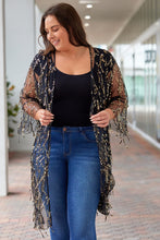 Load image into Gallery viewer, Plus Size Contrast Sequin Sheer Mesh Cardigan
