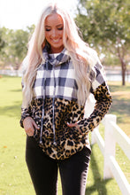 Load image into Gallery viewer, Leopard Plaid Cowl Neck Sweatshirt

