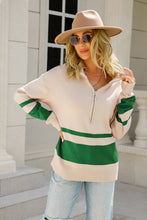 Load image into Gallery viewer, Striped Half-Zip Collared Sweater
