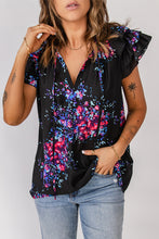 Load image into Gallery viewer, Floral Butterfly Sleeve V-Neck Blouse
