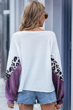 Load image into Gallery viewer, Leopard Color Block Waffle-Knit Top
