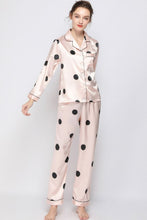 Load image into Gallery viewer, Satin Button-Up Lapel Collar Top and Pants Pajama Set
