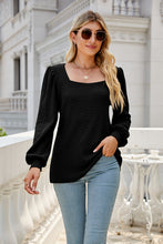 Load image into Gallery viewer, Waffle-Knit Puff Sleeve Square Neck Top
