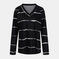 Striped Long Sleeve V-Neck Tee