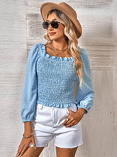 Load image into Gallery viewer, Swiss Dot Smocked Frill Trim Top
