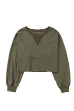 Load image into Gallery viewer, Raw Hem Dropped Shoulder Cropped Sweatshirt
