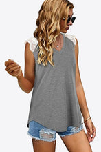 Load image into Gallery viewer, Spliced Lace Curved Hem Blouse
