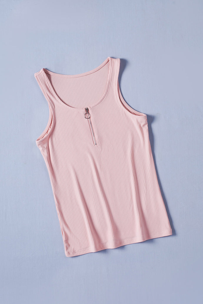 Half Zip Ribbed Tank