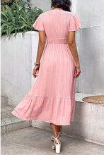 Load image into Gallery viewer, Surplice Neck Smocked Waist Flutter Sleeve Dress
