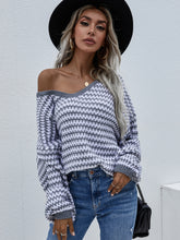 Load image into Gallery viewer, Striped Horizontal Ribbing Scoop Neck Sweater

