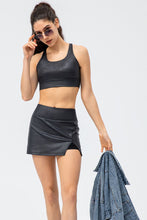 Load image into Gallery viewer, PU Leather Side Slit Athletic Skort
