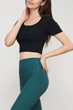 Load image into Gallery viewer, Round Neck Short Sleeve Cropped Sports Top
