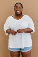 Load image into Gallery viewer, Zenana All-Nighter Full Size Run High-Low V-Neck Tee in Ivory
