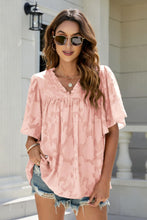 Load image into Gallery viewer, Applique Frill Trim Flutter Sleeve Blouse
