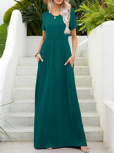 Load image into Gallery viewer, Round Neck Short Sleeve Maxi Dress with Pockets
