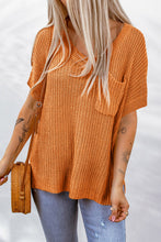 Load image into Gallery viewer, Side Slit V-Neck Short Sleeve Sweater
