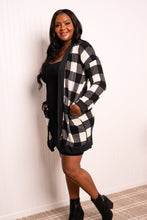 Load image into Gallery viewer, Heimish Full Size Plaid Open Front Dropped Shoulder Top
