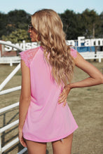 Load image into Gallery viewer, Lace Yoke Round Neck Tank

