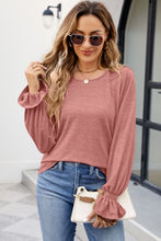 Load image into Gallery viewer, Round Neck Flounce Sleeve Blouse
